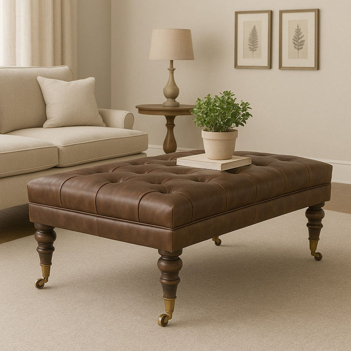 Buffalo - Leather Ottoman With Castor Legs
