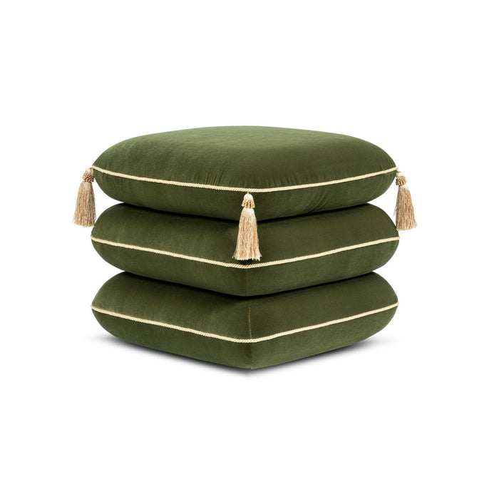 Monarch - Tassled Ottoman - Olive Green