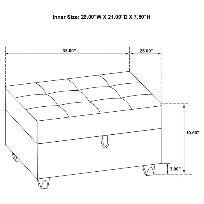 Storage Ottoman With Tufted Design - Gray