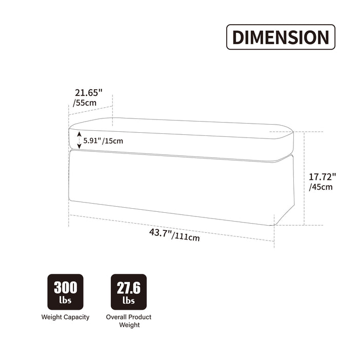 Wide Modern Upholstered Ottoman Foot Stool