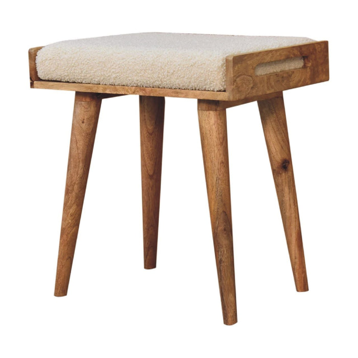 Boucle Tray Style Footstool - Cream