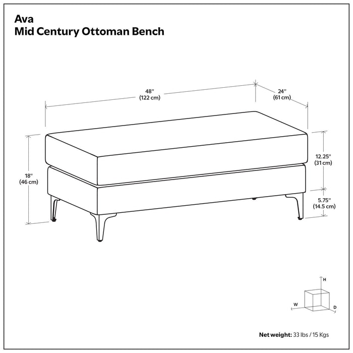 Ava - Versatile Mid Century Ottoman